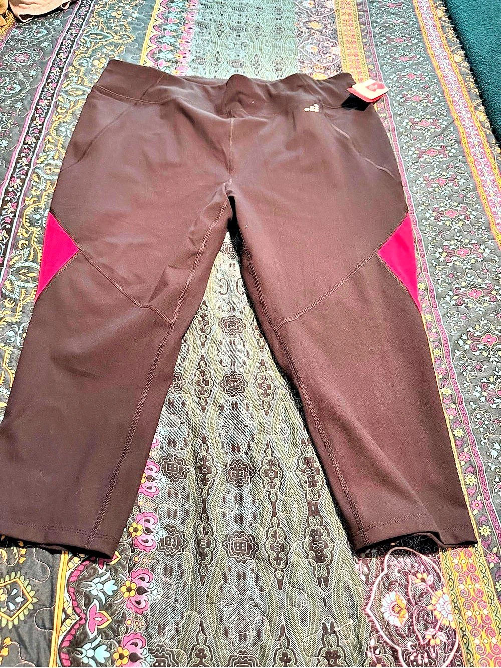 BCG Women's Plus Mid Rise Color Block Crop Leggings 2X